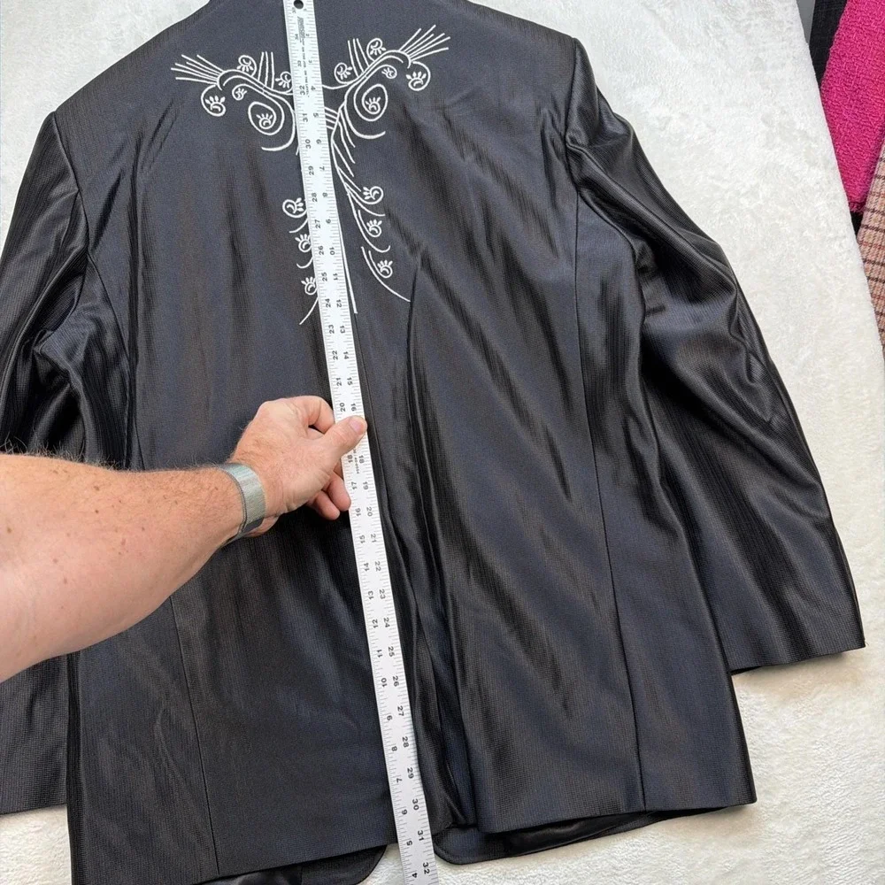 Vintage Western Suit Mens 46R 38 Cowboy Stage Embroidered Rockabilly Black